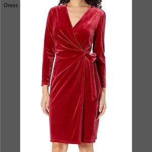 NWOT Anne Klein Red Velvet Wrap Dress